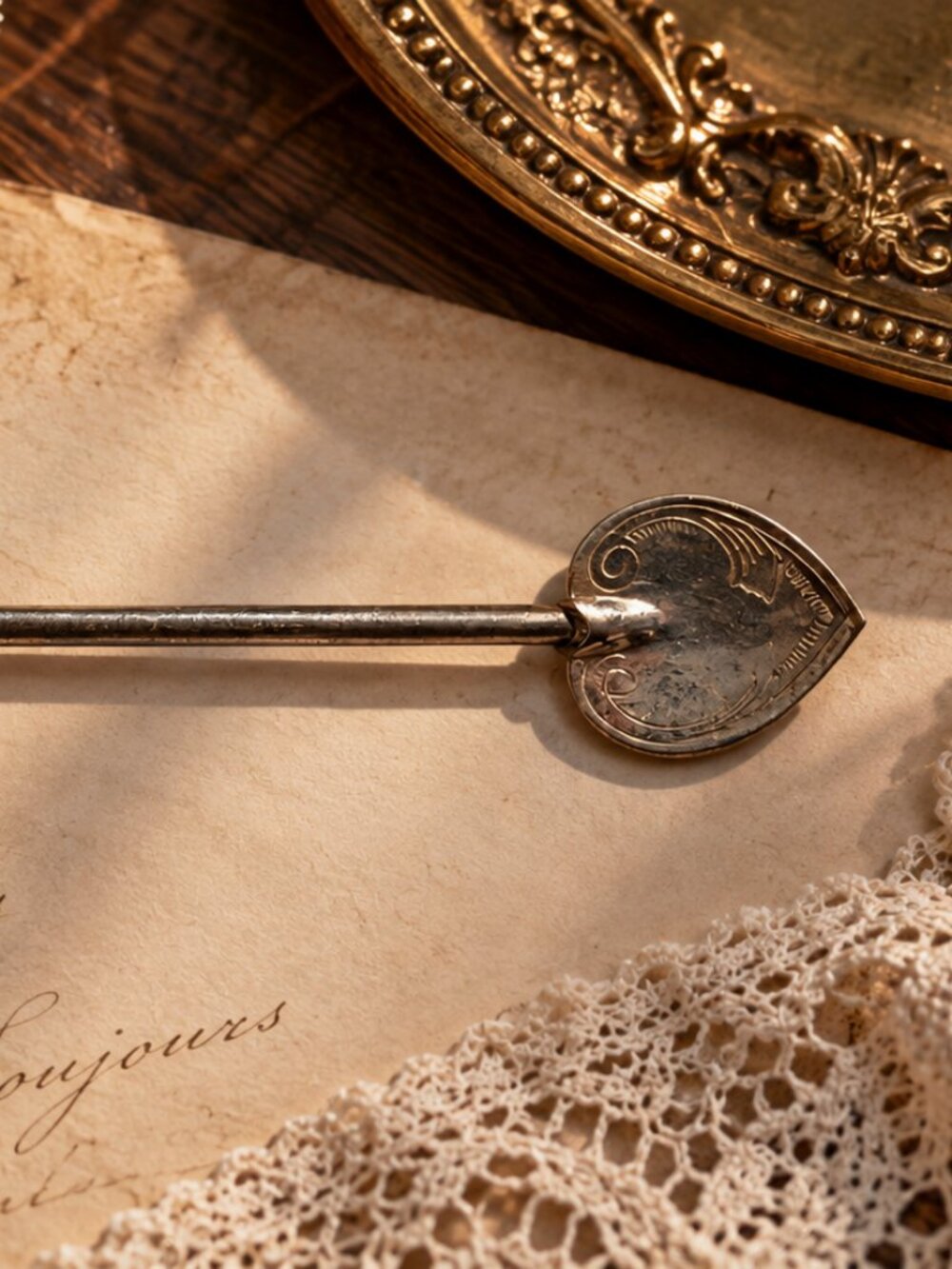 Vintage Silver Plated Heart Spade Cocktail Stirrer Straw Spoon Made in England